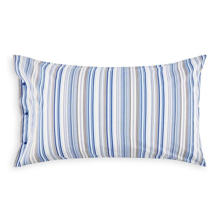 Federa zucchi in percalle - linea CLIC CLAC - Fantasia  a righe SMILEY blu