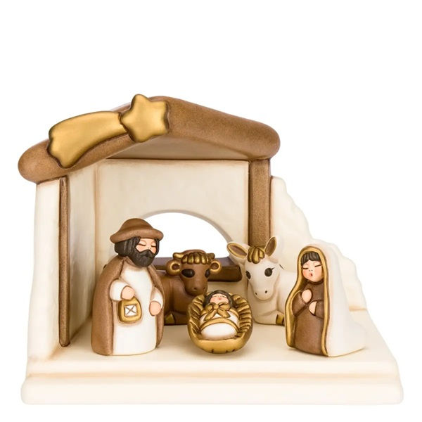 Set capanna, Sacra Famiglia, bue e asinello, bianco - T13311283A91