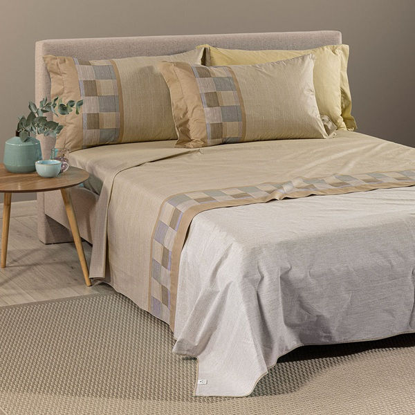 Completo Lenzuola Matrimoniale Oslo City Time in Cotone 250X280, Moka