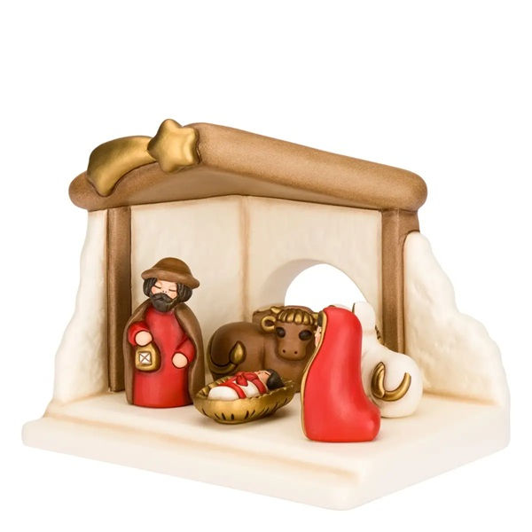 Set capanna, Sacra Famiglia, bue e asinello, rosso -T13310283A91