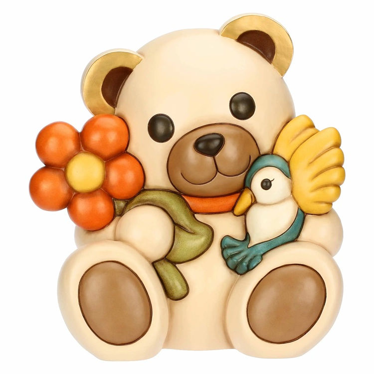 Teddy e colibrì Fly in ceramica Primavera da vivere maxi Thun-F3352H90