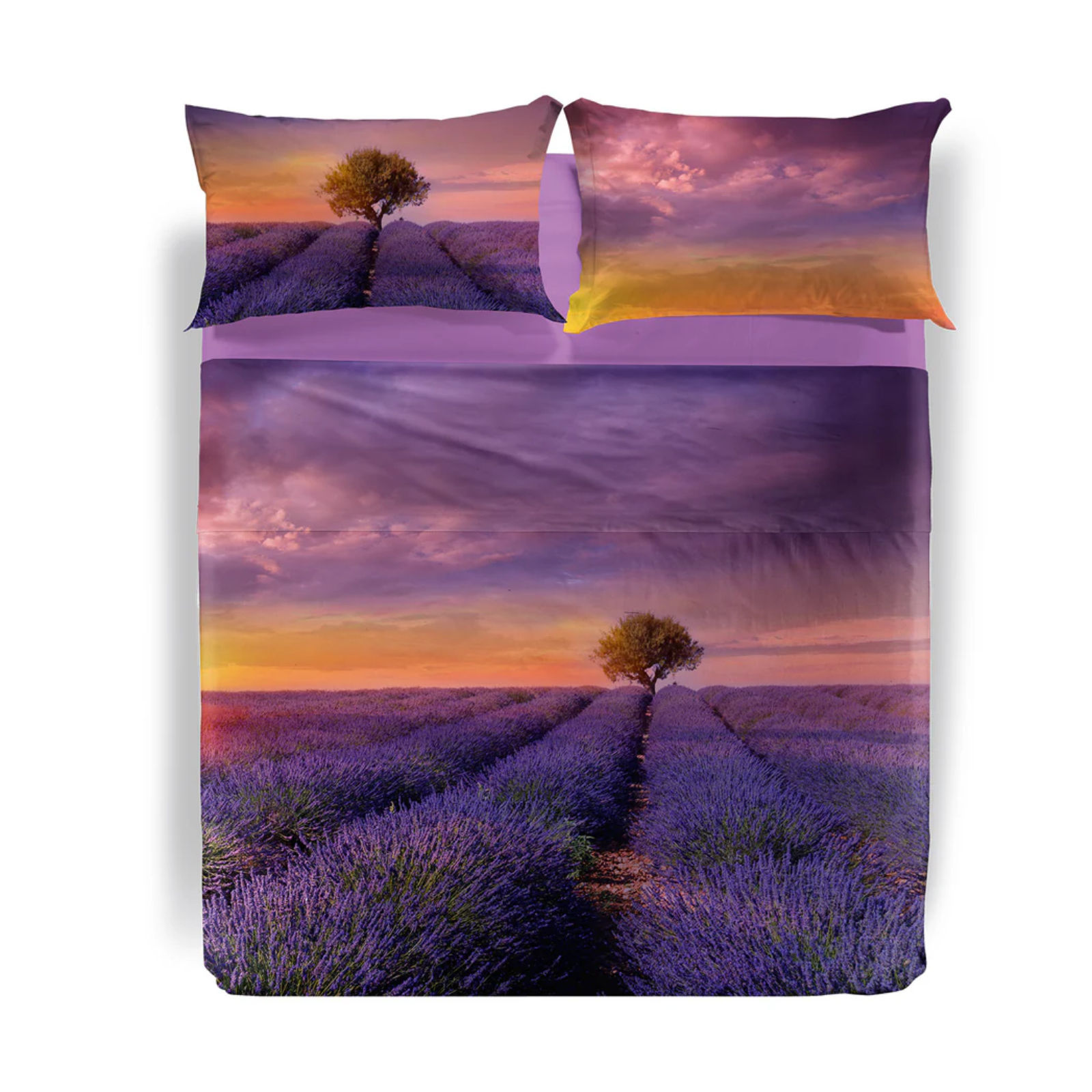 Completo lenzuola Copriletto Caleffi - Lavander Sunset by Carmassi