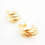 Thumbnail: 14K Solid Gold Smooth and Textured Ribbed Hollow Stud Earrings (20mm)