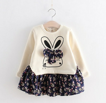 Vestido Moleton Coelhinho Azul (18 A 24 Meses)