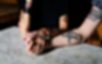 Close-up of clasped hands in comfort