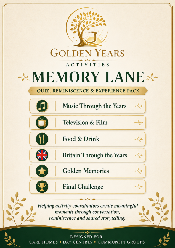 Golden Years Memory Lane activity sessions for older adults