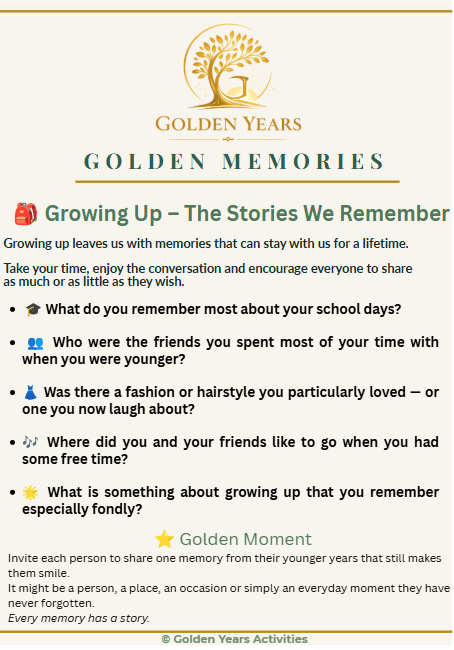 Thumbnail: Remember When Golden Memories conversation and reminiscence page