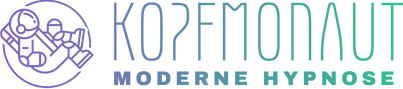 Logo Kopfmonaut - Moderne Hypnose - zu sehen ist ein Astronaut umgeben von einem Kreis und daneben ist der Logoschriftzug "Kopfmonaut - Moderne Hypnose"