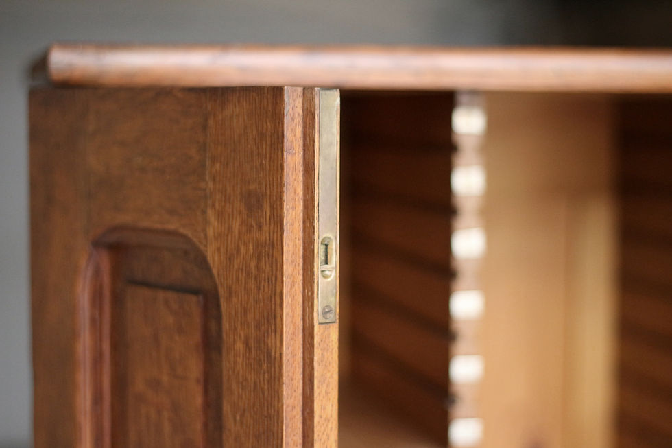 Miniature : Rare : classeur de La Poste en chêne massif (vers 1900). Patine d'origine.