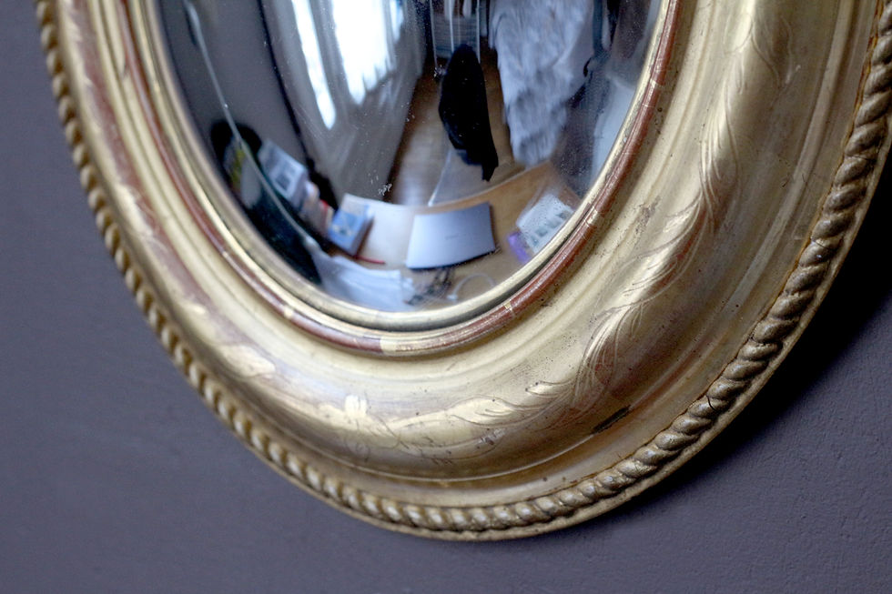 Miniature : Miroir sorcière XIXeme, dorure d'origine.