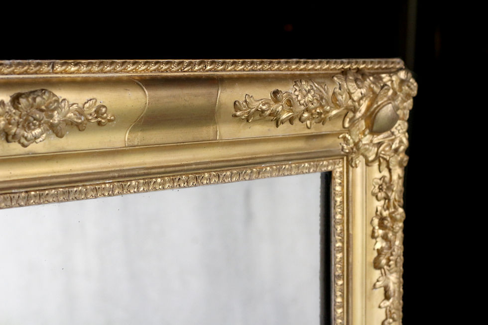 Miniature : Miroir de cheminée XIXeme. Dorure à la feuille d'or et glace d'origine.