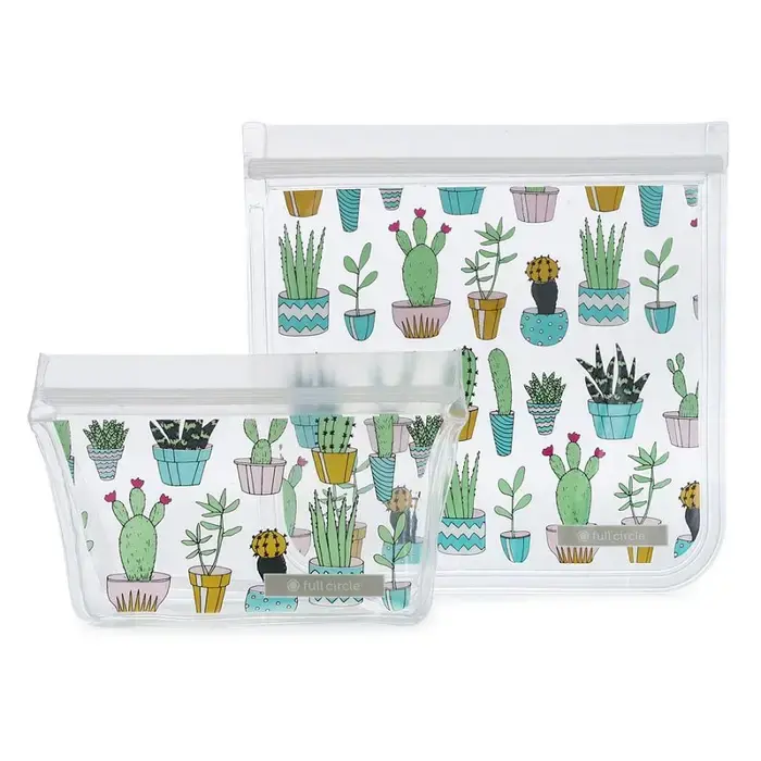 Reusable silicone bags with cactus print