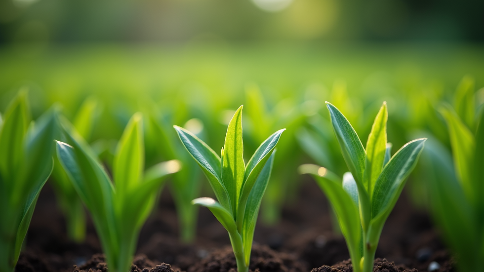 High angle view of ashwangadha seedlings in a green garden