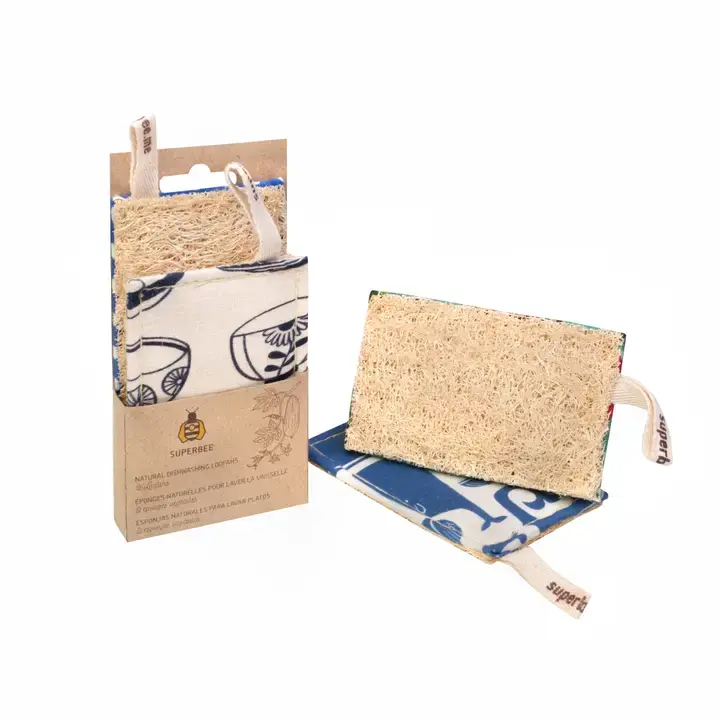 Kitchen Luffa natural dish scrubber, eco-friendly plant-based sponge for washing dishes and cleaning.