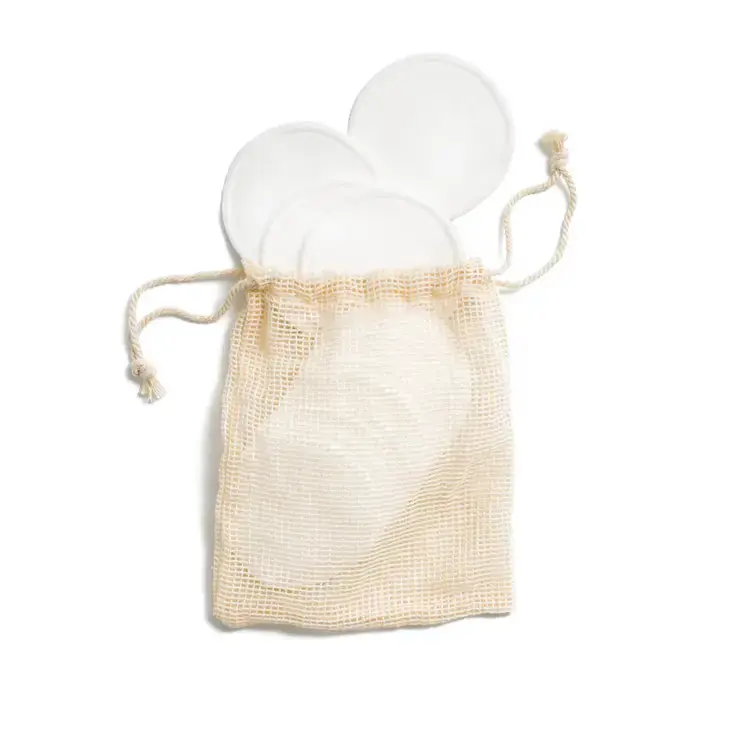 Reusable cotton rounds in a muslin bag