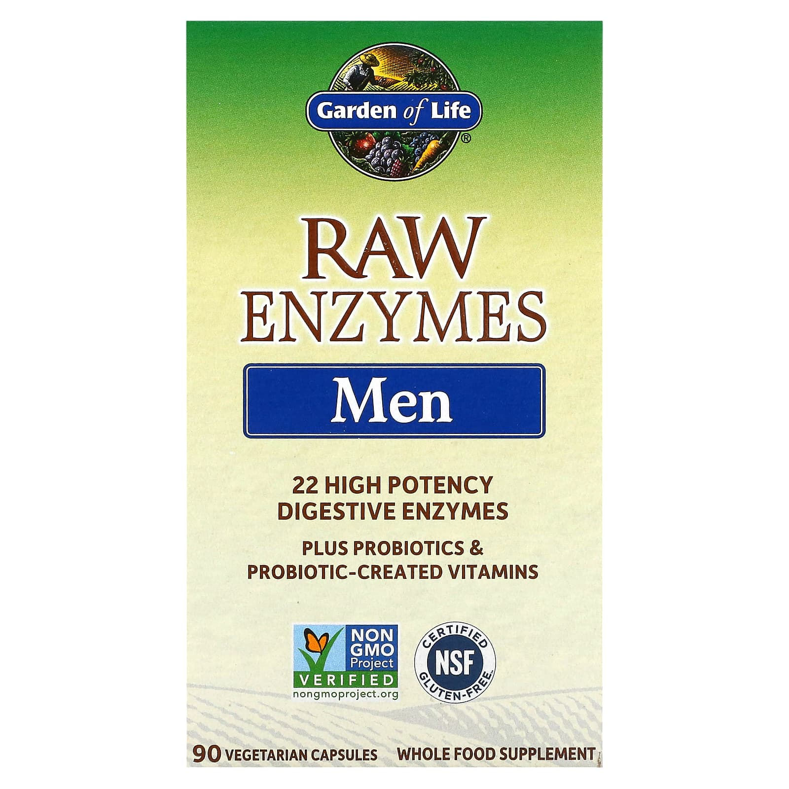 RAW Enzymes Men - 90 Vegetarian Capsules - Garden of Life - product image 1