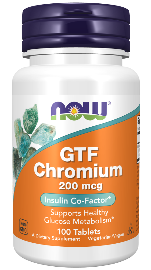 NOW Foods GTF Chromium 200 mcg - 100 Tablets - front / primary