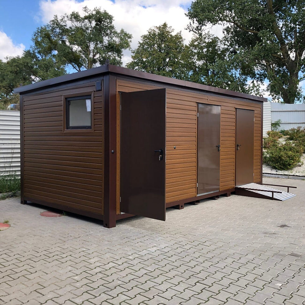 6m × 3m Toilet Block with Accessible WC – Golden Oak Finish – view 2