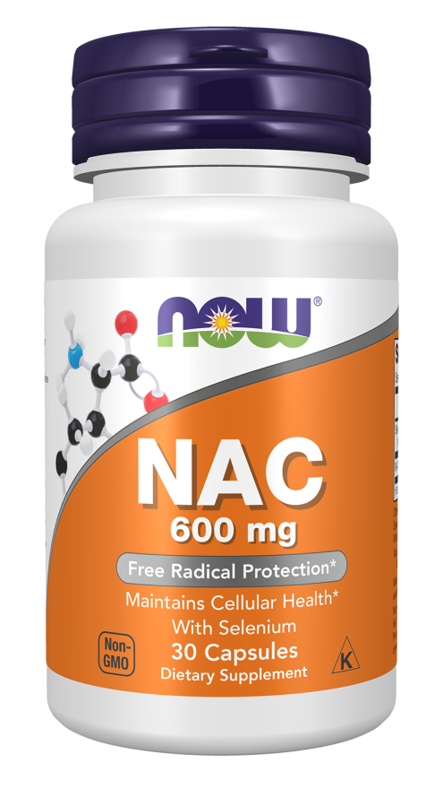 NOW Foods NAC 600 mg Capsules - 30 Capsules - front / primary