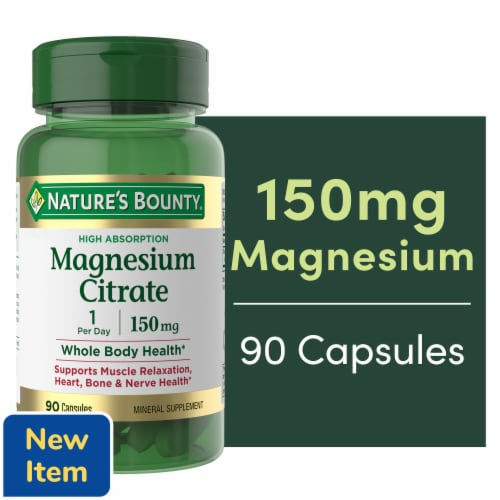 Nature's Bounty Magnesium Citrate 150 mg Capsules - 90 Count - front packaging view