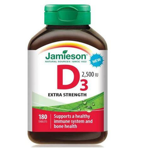 Jamieson Vitamin D3 2500 IU - 180 Tablets front view