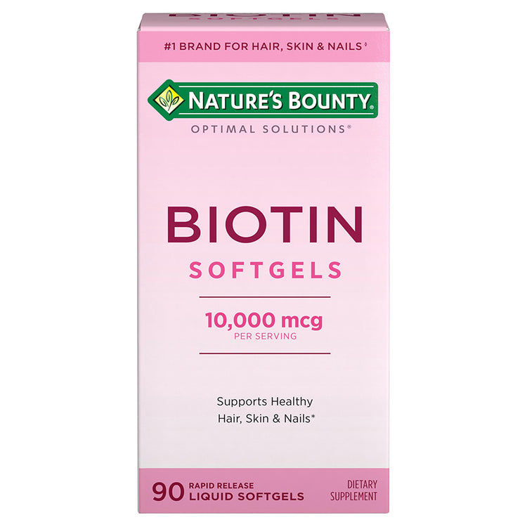 Nature's Bounty Biotin 10000 mcg Softgels - 90 Count - official Nature's Bounty product image