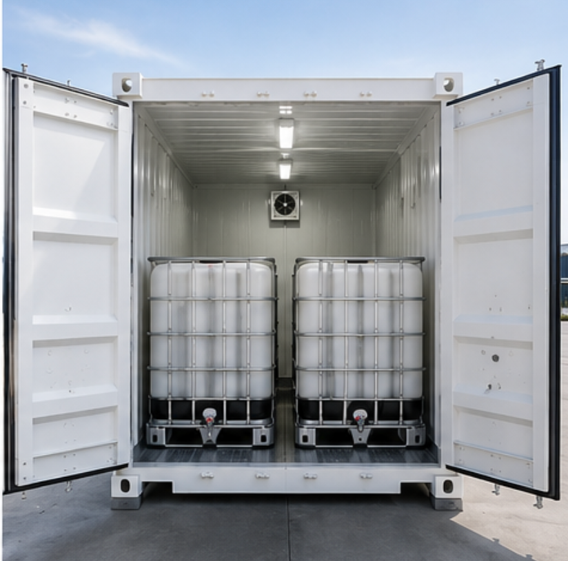 20ft Chemical IBC Storage Container designed for 16 chemical IBC tanks