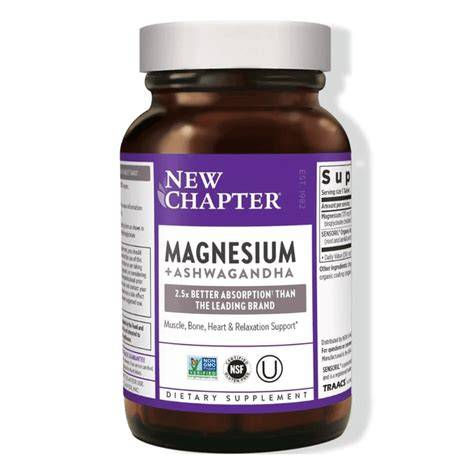 New Chapter Magnesium + Ashwagandha - 60 Tablets side view