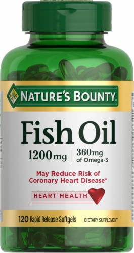 Nature's Bounty Fish Oil 1200 mg Omega-3 Softgels - 120 Count - front packaging view