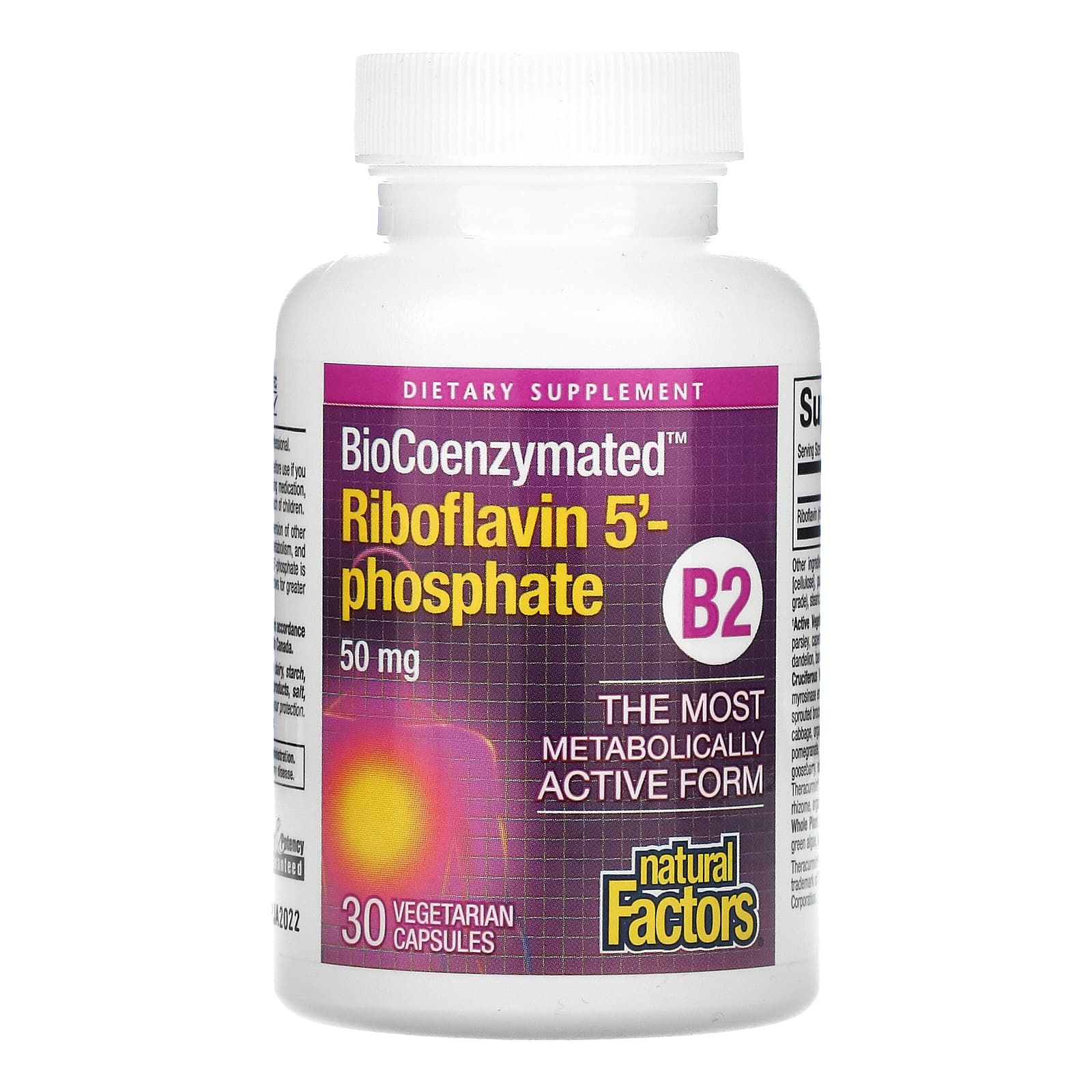 BioCoenzymated Riboflavin 5'-Phosphate 50 mg - 30 Vegetarian Capsules - product image 3