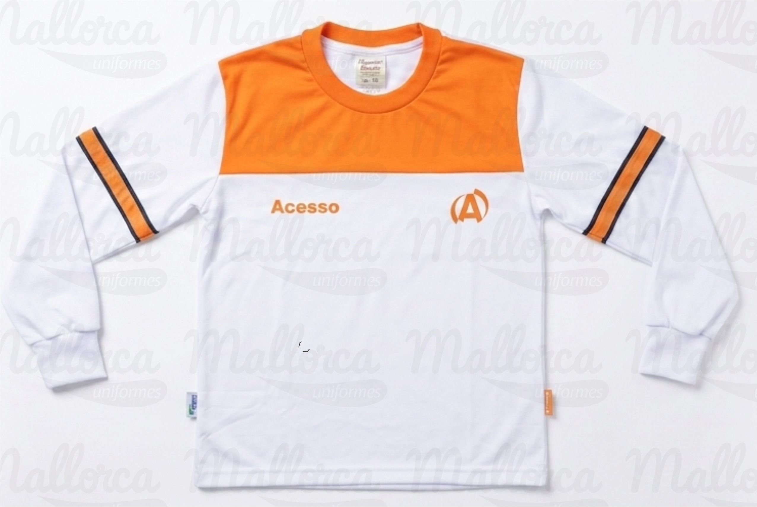 Camiseta manga longa - Branca/Laranja - Ens. Fund. - Acesso