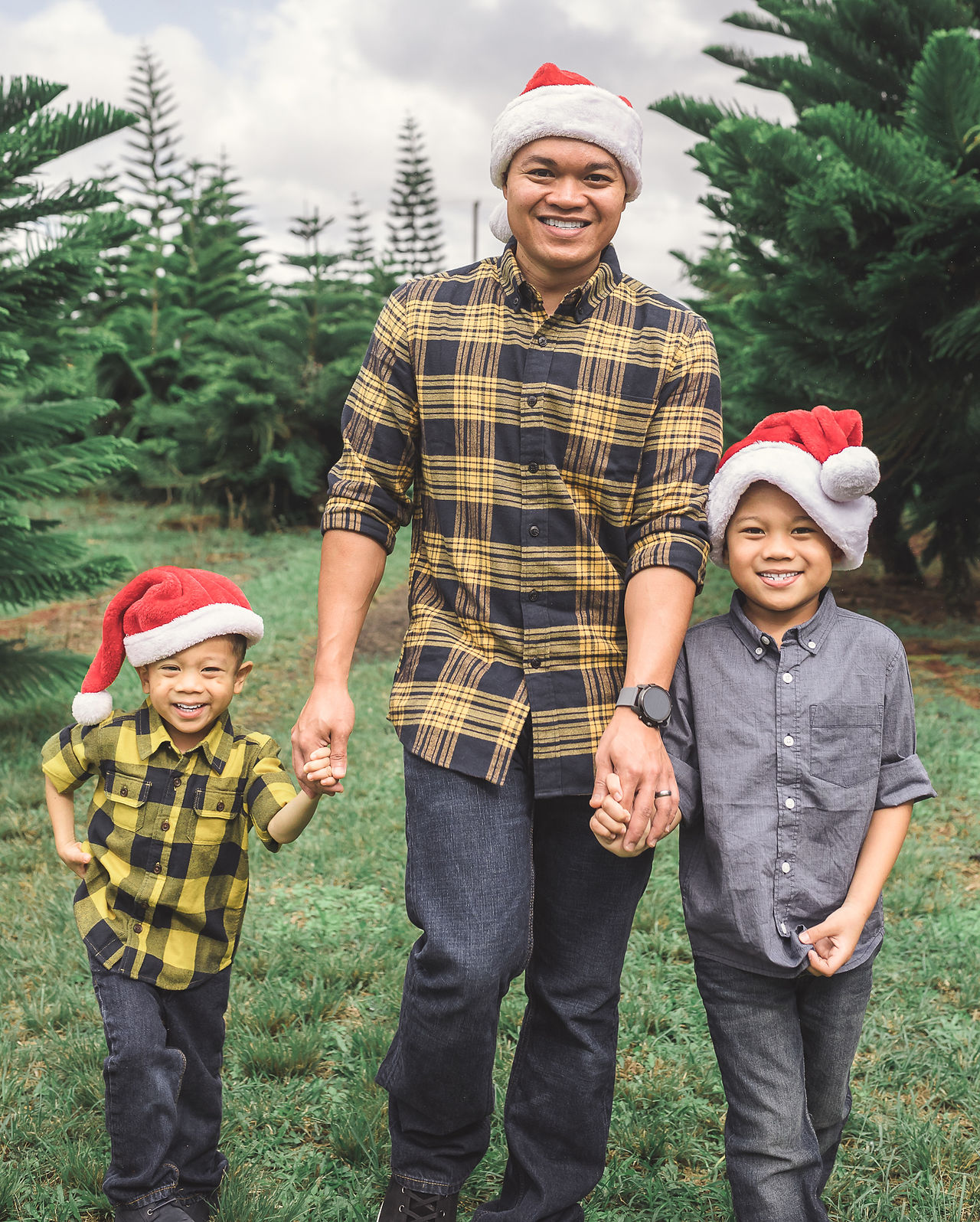 Dad walking with sons