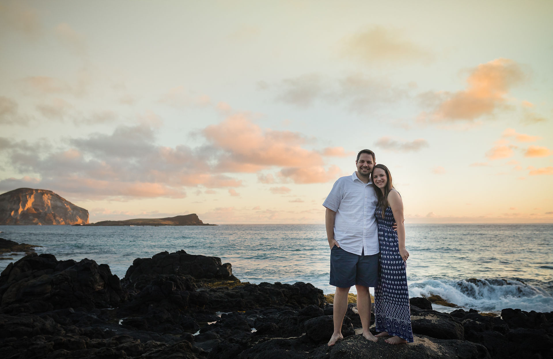 Couple posing on rocks