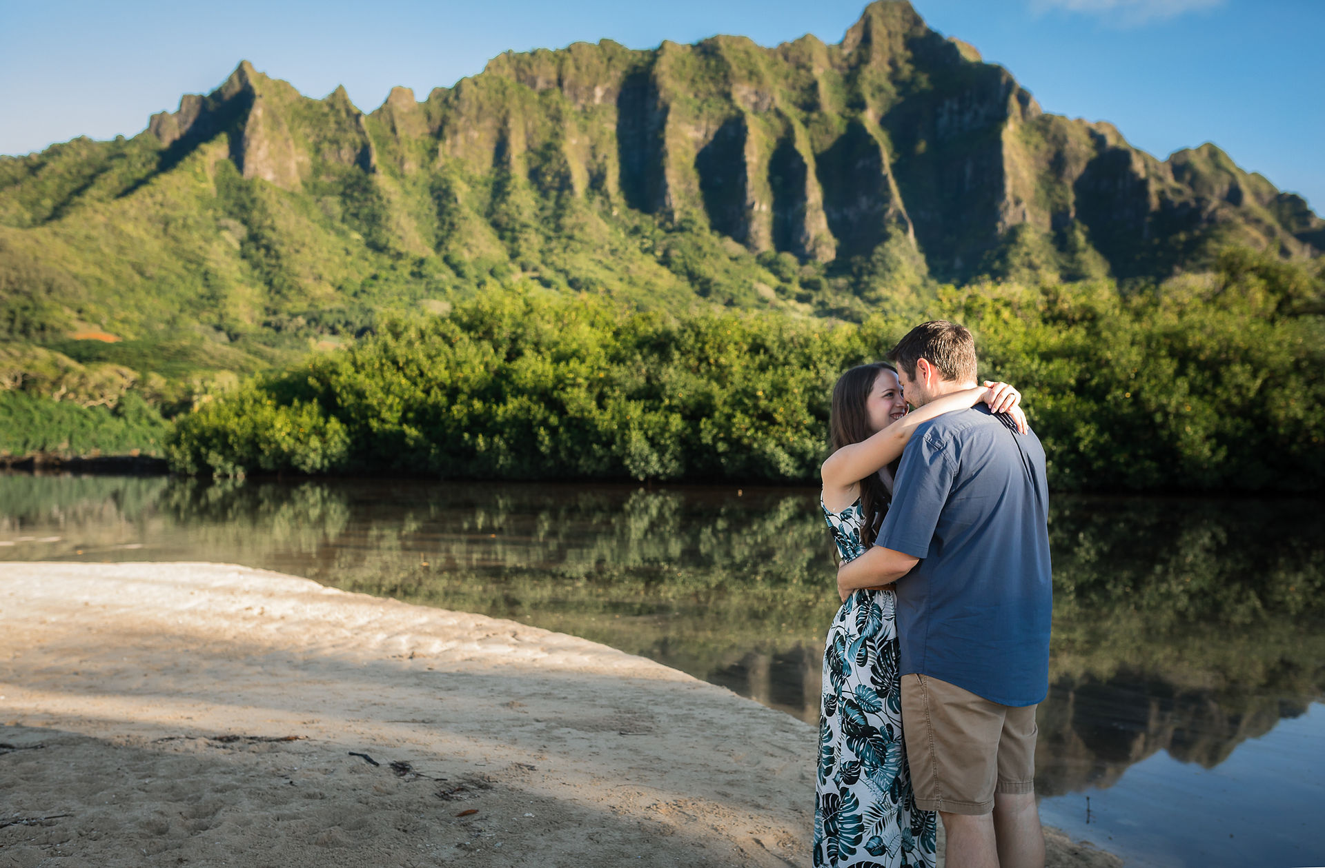 couple slow dancing at staring at each other