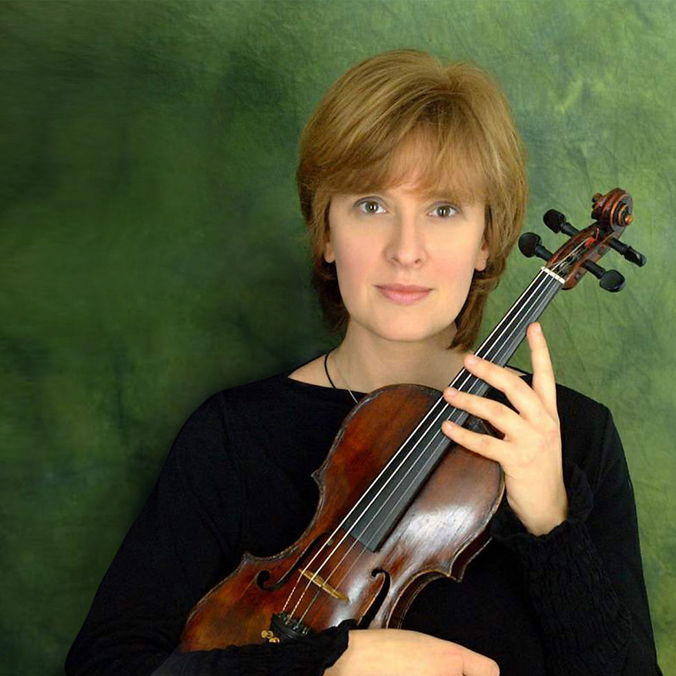 Guest violinist holding her instrument