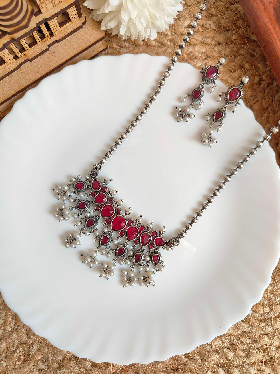 Thumbnail: Kalyani Long Haram With Earrings 