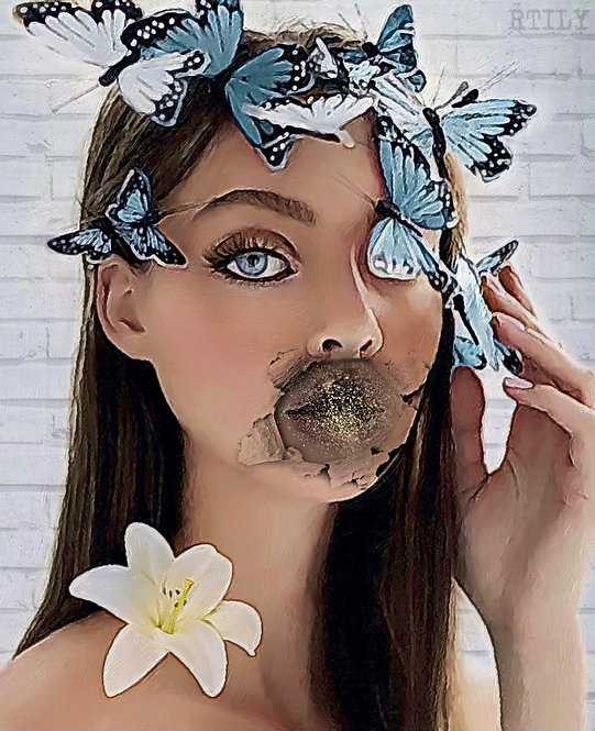 Surrealism female portrait original art