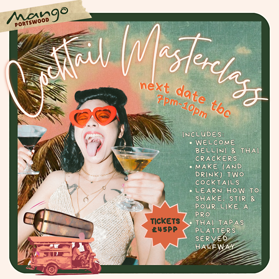 cocktail masterclass events at mango for smaller groups, one-off event dates