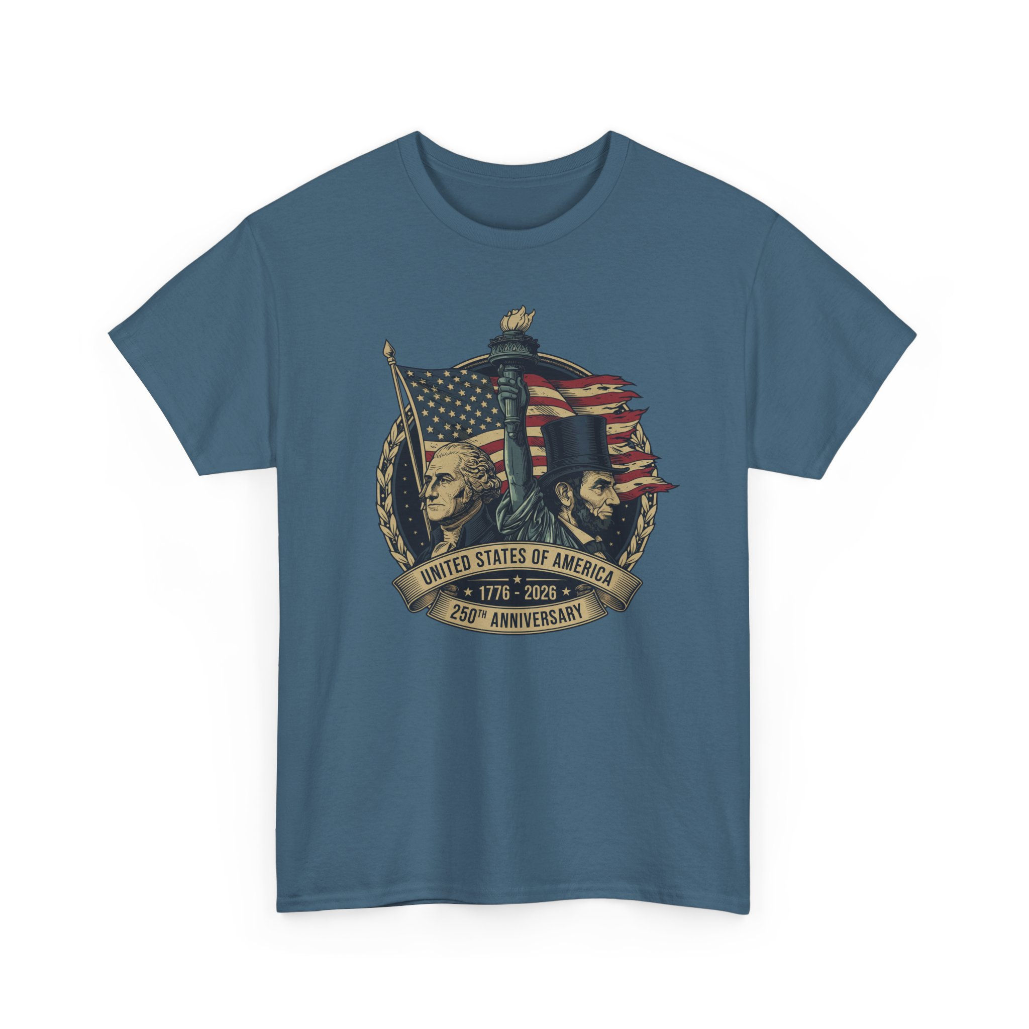 Liberty Bicentennial–American Flag & Founding Fathers 1776‑2026 Tee