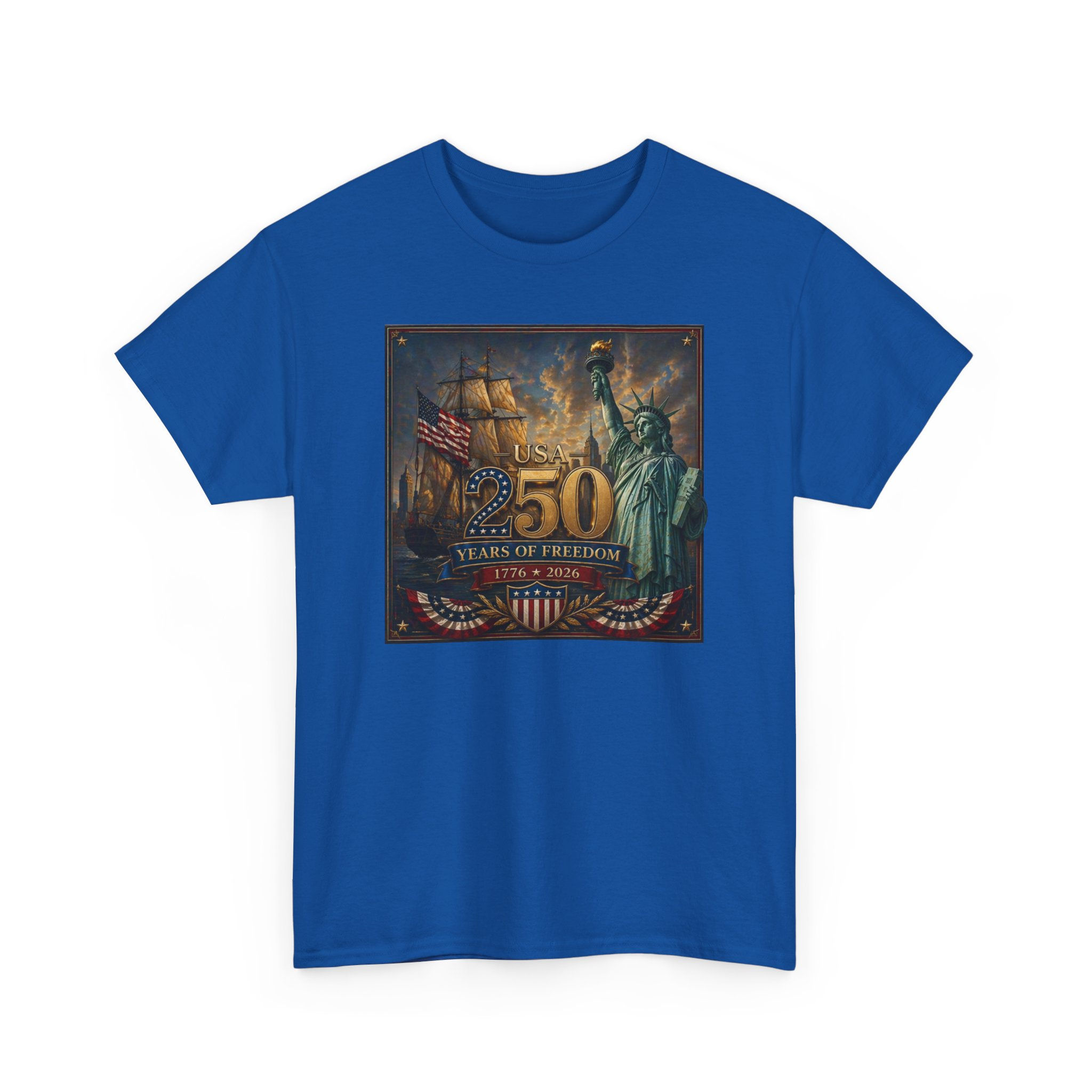 50 States of Freedom Vintage Americana Tee (Statue of Liberty & Sailing Ship)