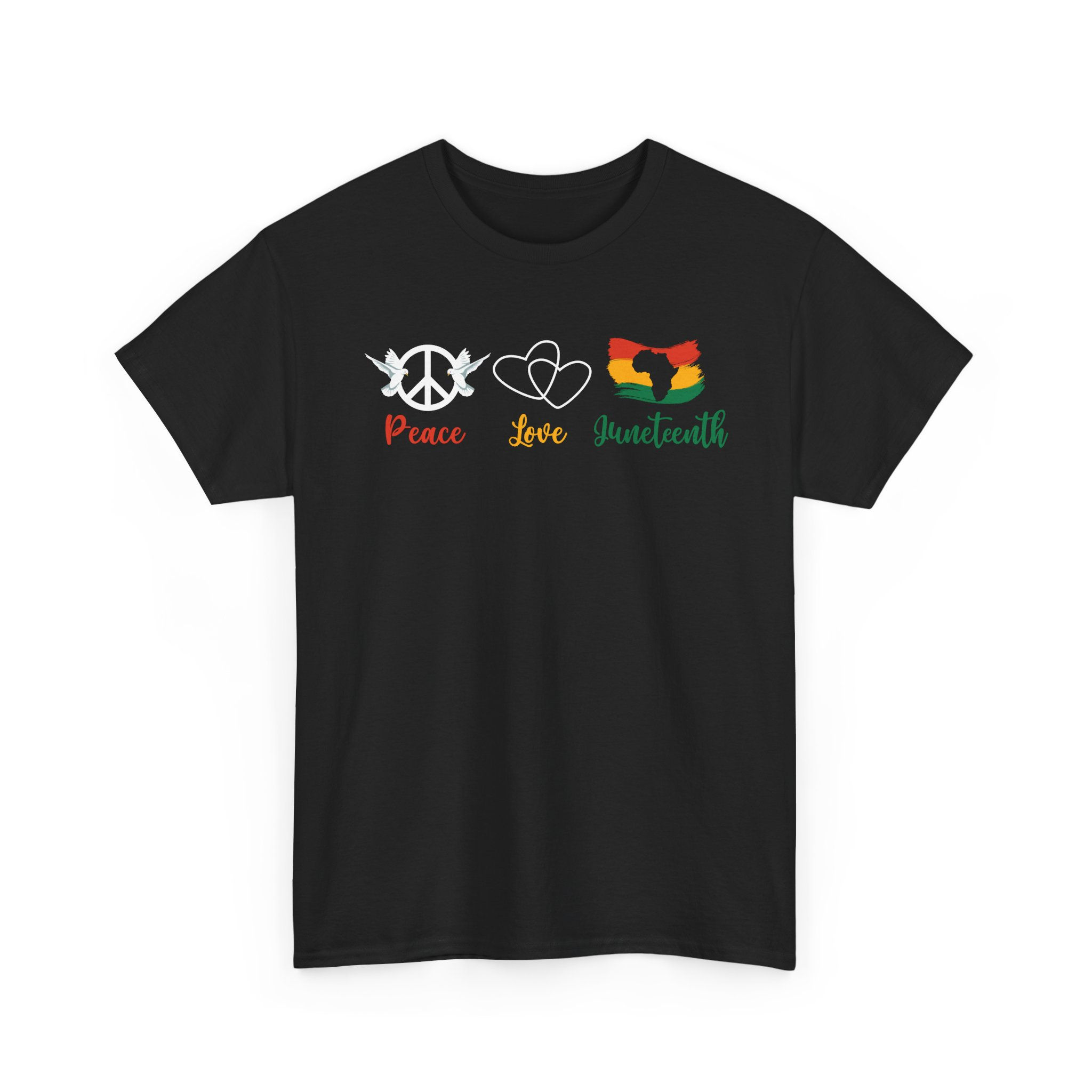 Peace Love Sweatshirts T‑Shirt – Rasta Heart & Doves Black Tee