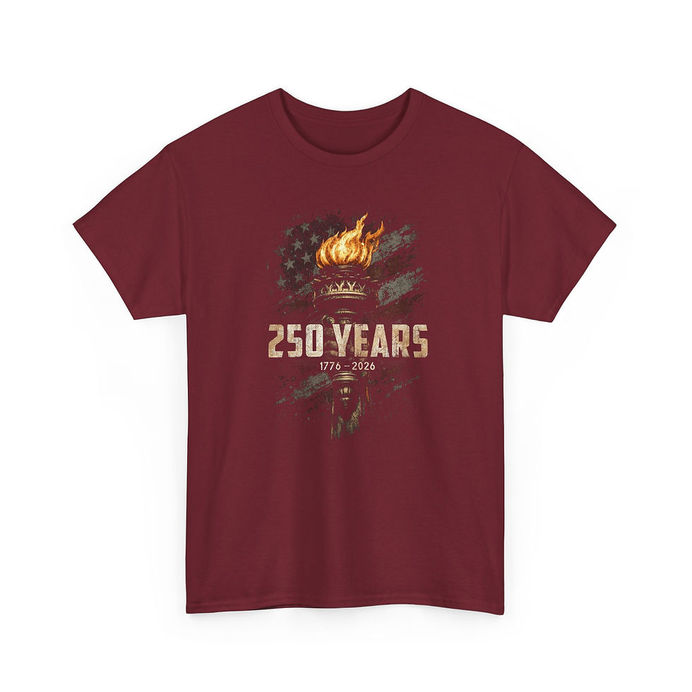 Thumbnail: 250 Years Torch Flag T-Shirt — 1776–2026 Patriotic Anniversary Tee