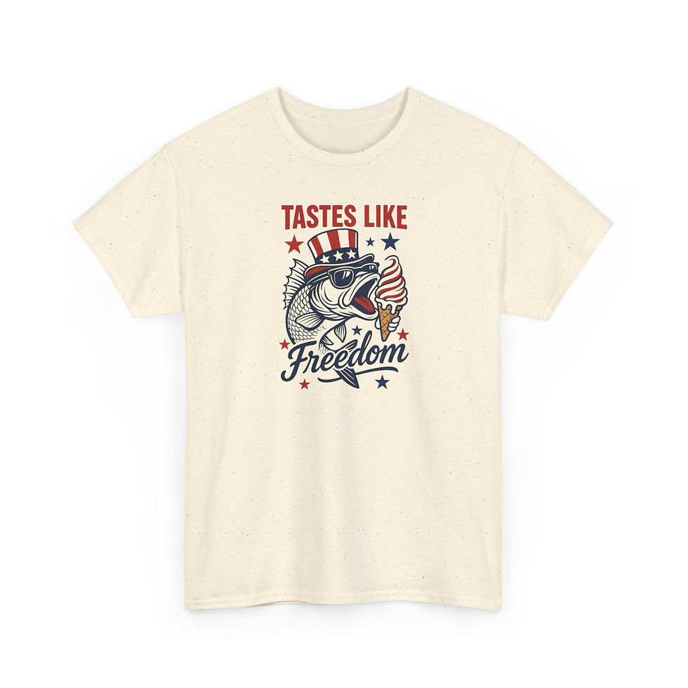 Thumbnail: T-Shirt — "Tastes Like Freedom" Patriotic Ice Cream Fish Graphic Tee