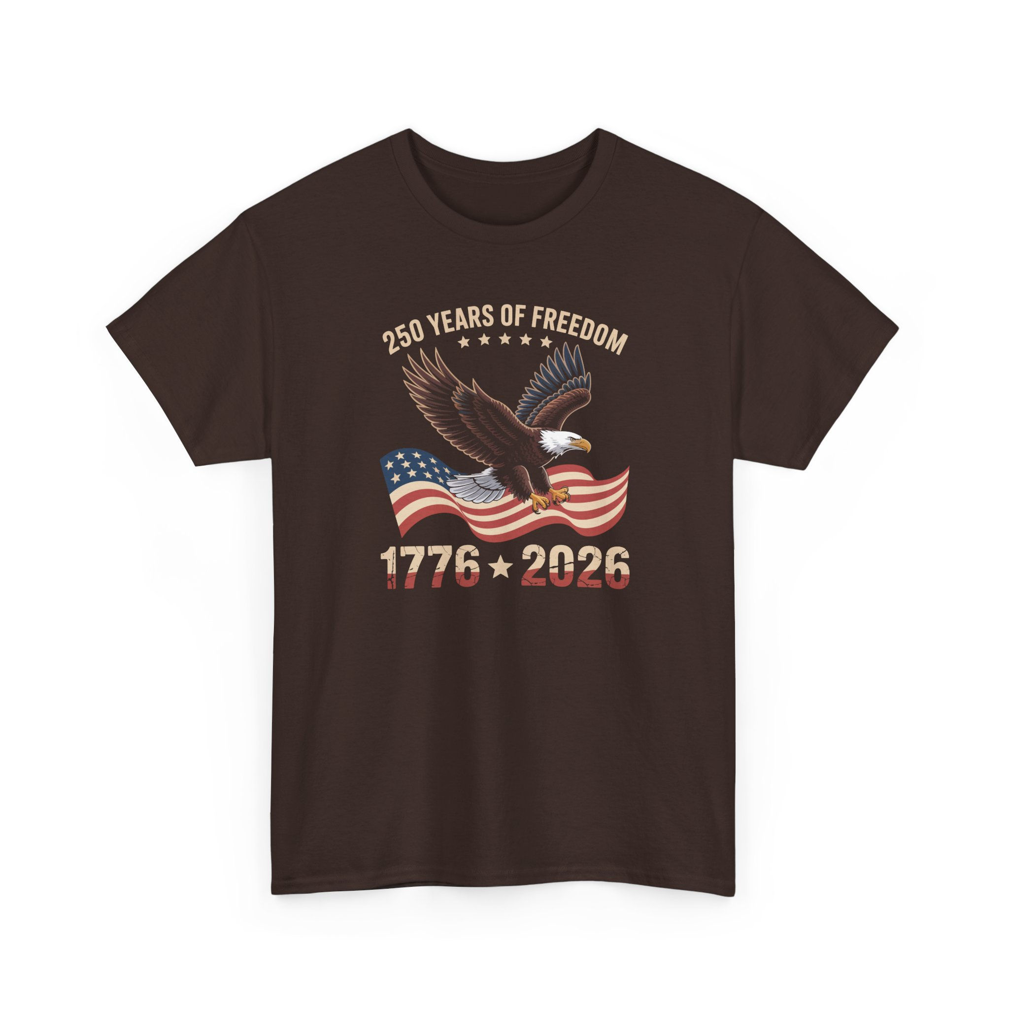 250 Years of Freedom 1776–2026" American Eagle Flag Independence Day Tee