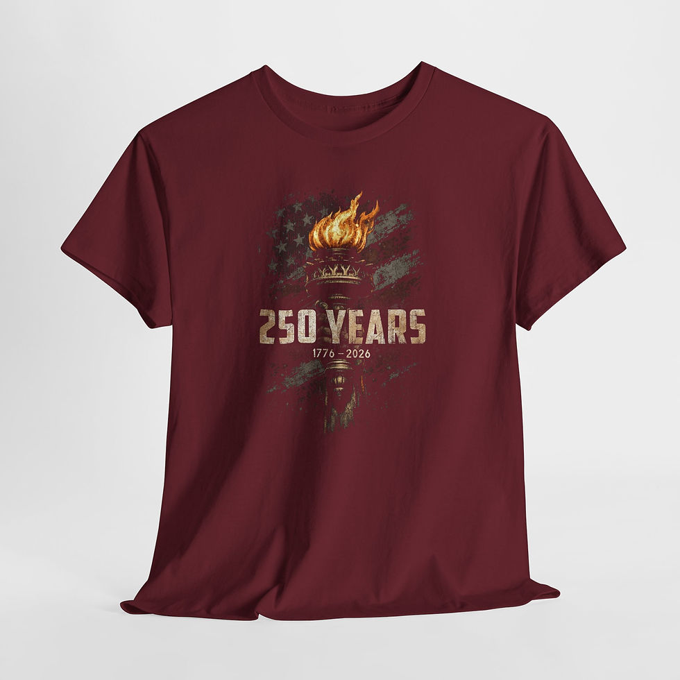Thumbnail: 250 Years Torch Flag T-Shirt — 1776–2026 Patriotic Anniversary Tee