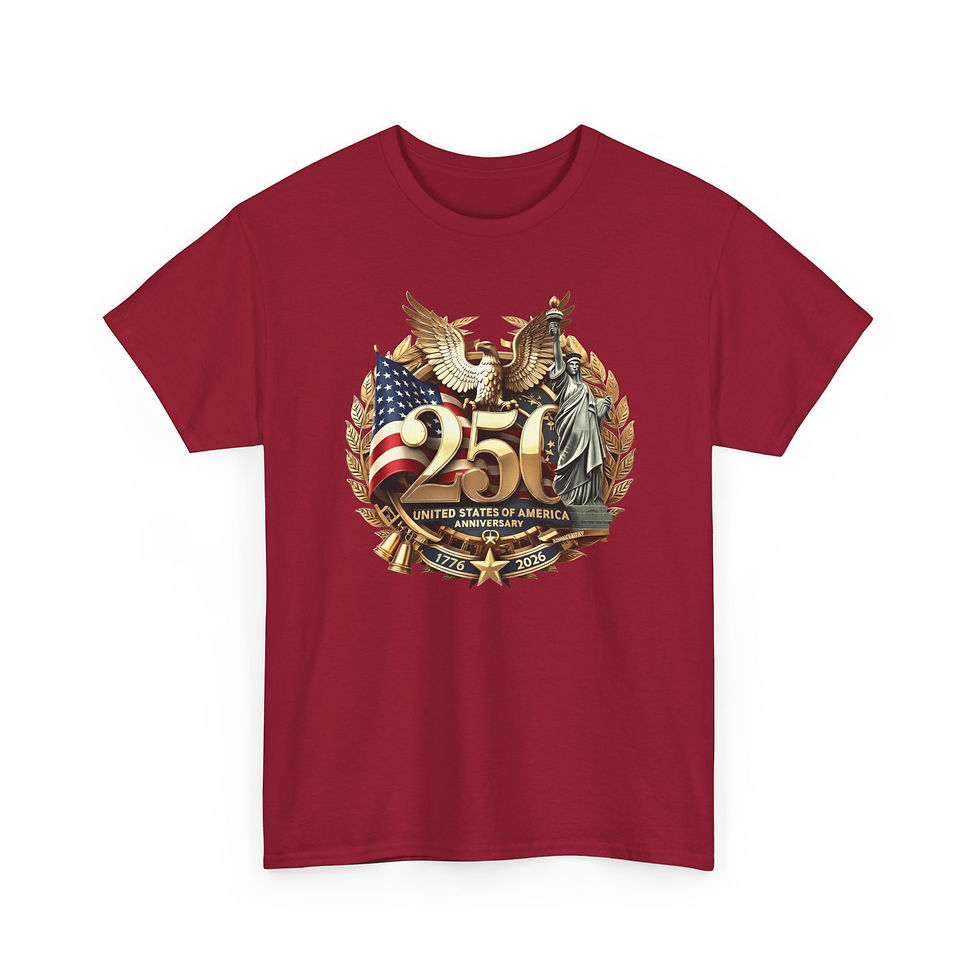 Thumbnail: 250th Anniversary Patriotic T-Shirt – Eagle, Flag & Statue of Liberty Emblem