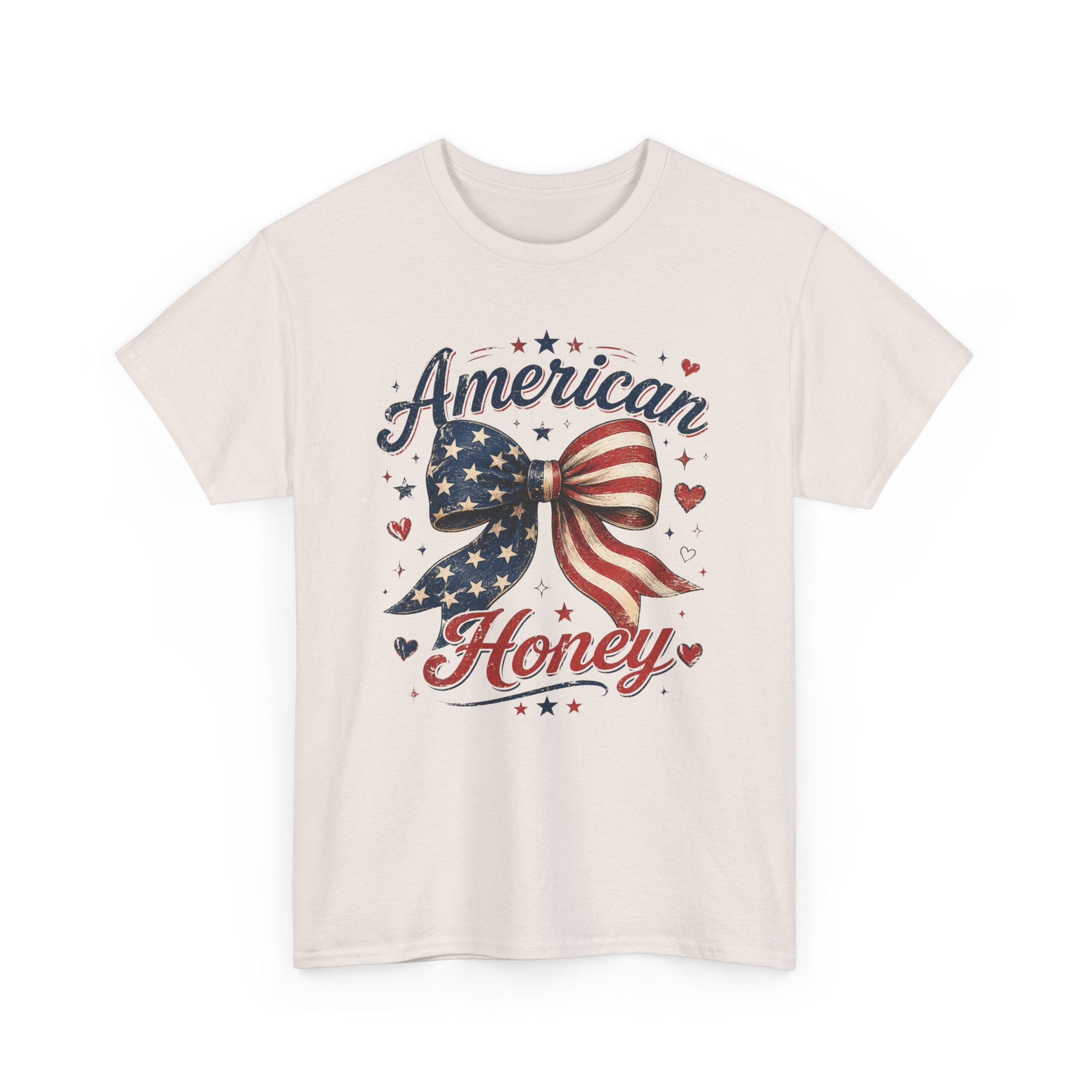American Honey Tee — Patriotic USA Flag Bow Graphic T-Shirt
