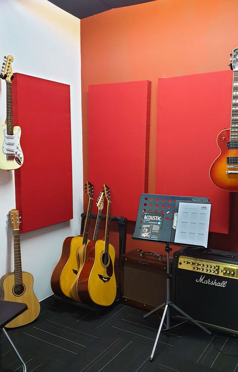 Guitars in a room