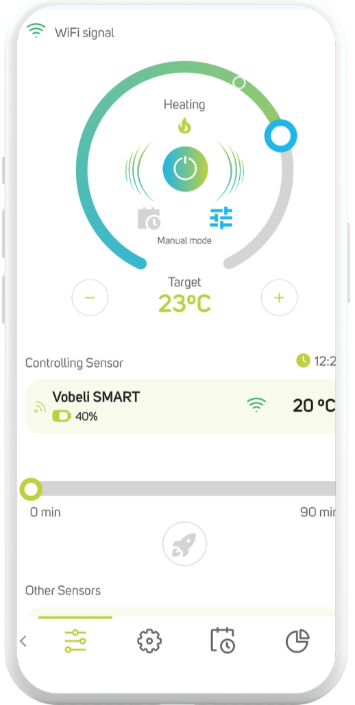 Изображение на прложение за контрол на отоплителни уреди