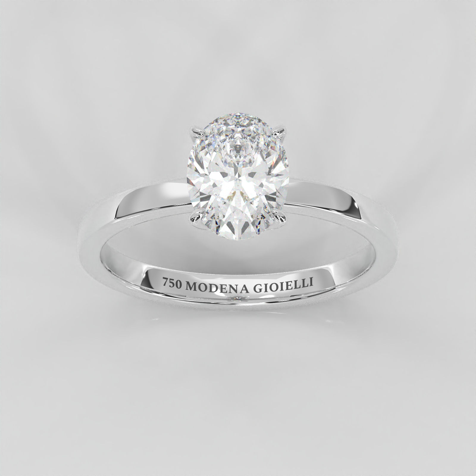 Anello Solitario con Diamante Taglio Ovale